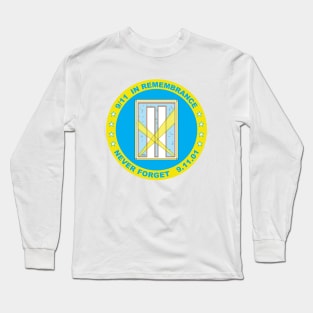 9/11 in Remembrance,  Never Forget, 9.11.01 in Cyan and Yellow Long Sleeve T-Shirt